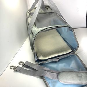 Dog carrier gray canvas removable lining pad